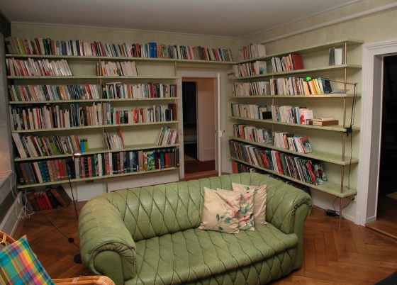 Biblioth&egrave;que peinte &agrave; l'&eacute;ponge